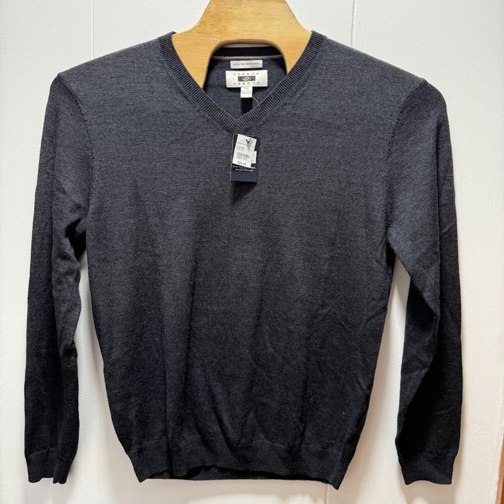 Joseph Abboud Mens Charcoal Gray Extra Fine Merino Wool V-Neck Sweater XL‎ NEW